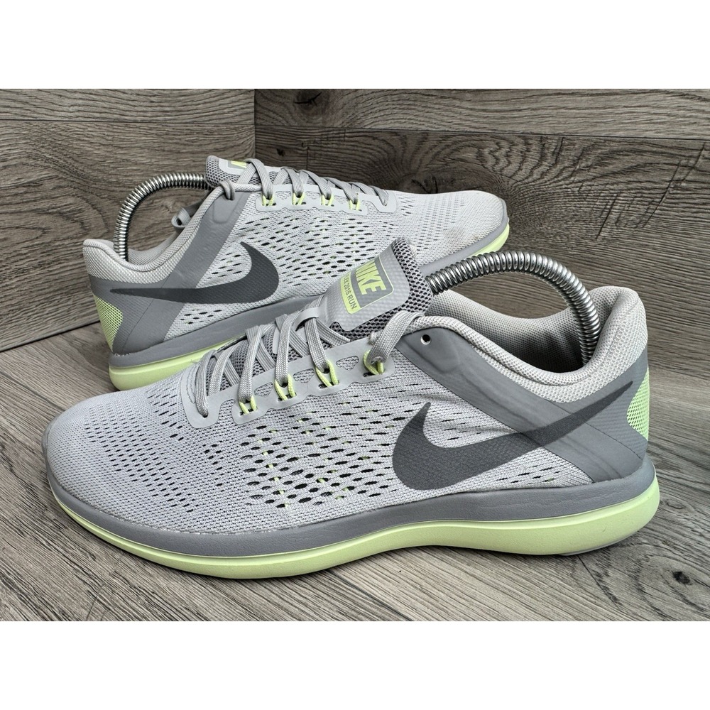 Nike Women's Flex 2016 Gray/Green Running Shoe Size 9.5 (830751-011) Sneakers